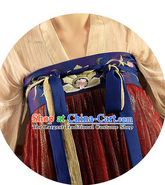 Chinese Tang Dynasty Hanfu Dress Traditional Apparels Ancient Drama Civilian Lady Historical Costumes Complete Set for Women