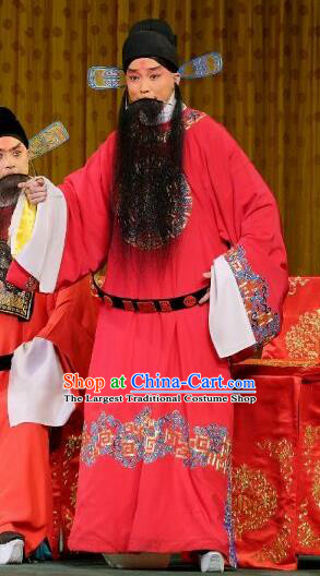 Yu Bei Pavilion Chinese Peking Opera Minister Garment Costumes and Headwear Beijing Opera Apparels Official Embroidered Robe Clothing