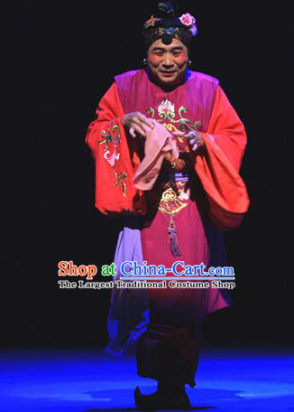 Chinese Beijing Opera Elderly Woman Apparels Costumes and Headpieces Traditional Peking Opera Love Bell Tower Old Dan Dress Garment