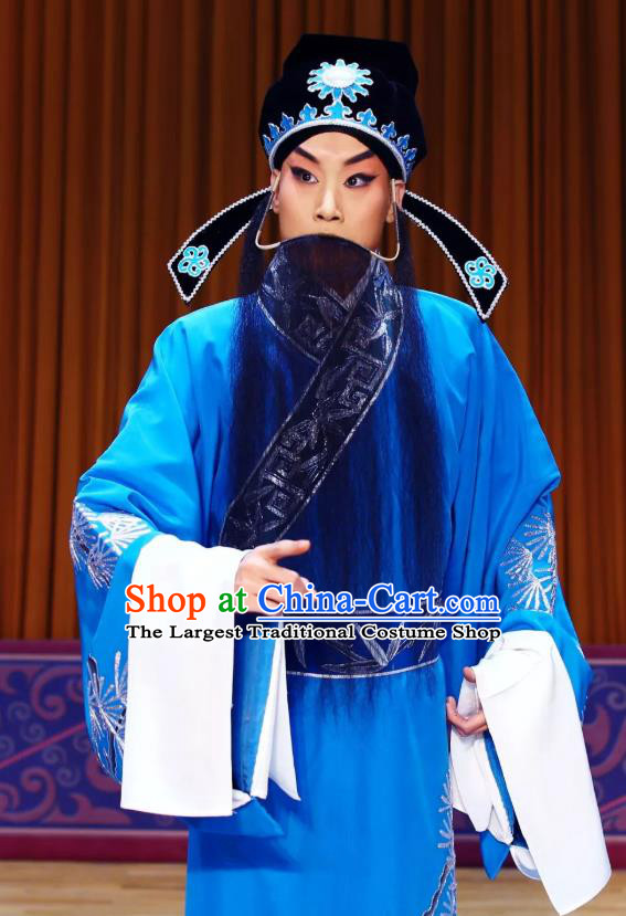 Zhu Lianxiu Chinese Peking Opera Elderly Man Garment Costumes and Headwear Beijing Opera Prisoner Dramatist Guan Hanqing Apparels Official Clothing