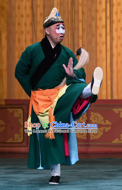 Xiangmei Temple Chinese Peking Opera Chou Role Garment Costumes and Headwear Beijing Opera Monk Liao Kong Apparels Clothing