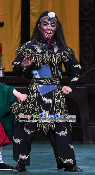 Xiangmei Temple Chinese Peking Opera Martial Male Garment Costumes and Headwear Beijing Opera Wusheng Apparels Takefu Black Clothing