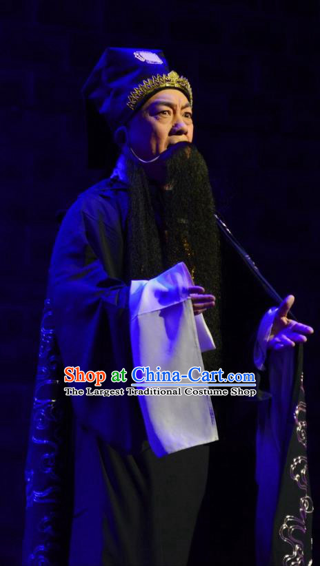 Love Bell Tower Chinese Peking Opera Shaikh Garment Costumes and Headwear Beijing Opera Laosheng Apparels Elderly Male Clothing
