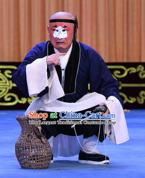 Gold Turtle Fishing Chinese Peking Opera Chou Role Zhang Yi Garment Costumes and Headwear Beijing Opera Clown Male Apparels Clothing
