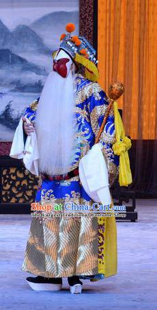Da Bao Guo Er Jin Gong Chinese Peking Opera Elderly Male Garment Costumes and Headwear Beijing Opera Lord Apparels Official Xu Yanzhao Clothing