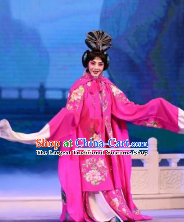 Chinese Beijing Opera Hua Tan Apparels Costumes and Headpieces Mei Lan Ni Chang Traditional Peking Opera Imperial Consort Yang Rosy Dress Garment