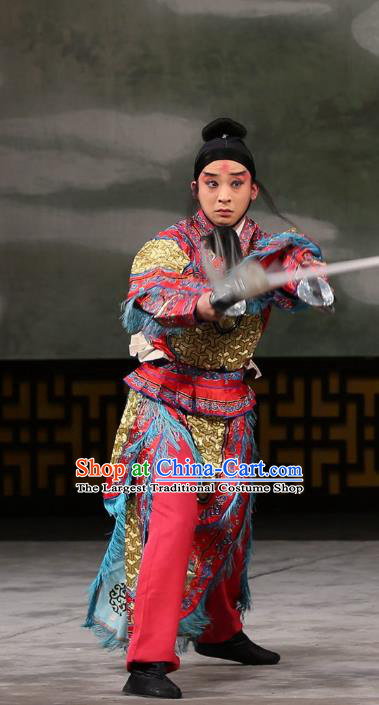 Xi Shi Chinese Peking Opera Soldier Garment Costumes and Headwear Beijing Opera Martial Male Apparels Takefu Clothing