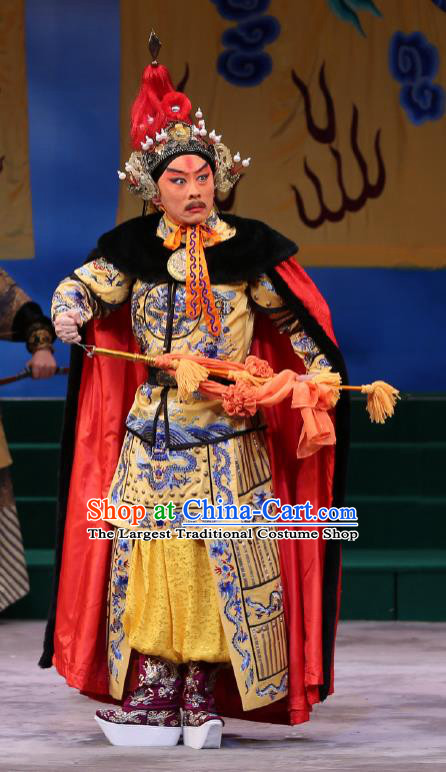 Kangxi Dadi Chinese Peking Opera Wusheng Garment Costumes and Headwear Beijing Opera Qing Dynasty Emperor Apparels Armor Clothing