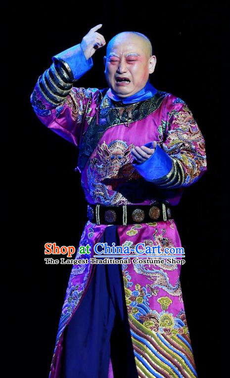 Kangxi Dadi Chinese Peking Opera Old Man Garment Costumes and Headwear Beijing Opera Qing Dynasty Elderly Eunuch Zhang Dequan Apparels Clothing