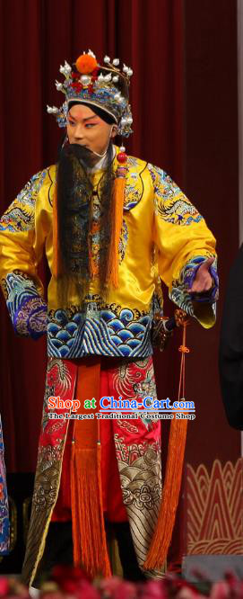 A Honey Trap Chinese Peking Opera Laosheng Emperor Liu Bei Garment Costumes and Headwear Beijing Opera Lord Apparels Clothing