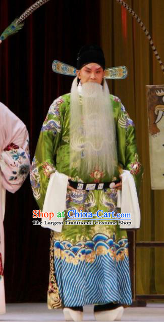 The Mirror of Fortune Chinese Peking Opera Elderly Male Garment Costumes and Headwear Beijing Opera Laosheng Apparels Official Lin He Clothing