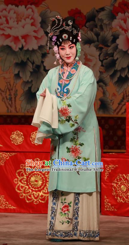 Chinese Beijing Opera Hua Tan You Erjie Apparels Costumes and Headdress You Sisters in the Red Chamber Traditional Peking Opera Young Mistress Dress Garment