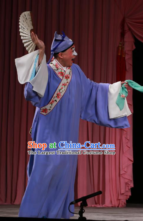 Wu Long Yuan Chinese Peking Opera Clown Garment Costumes and Headwear Beijing Opera Chou Apparels Scholar Zhang Wenyuan Clothing
