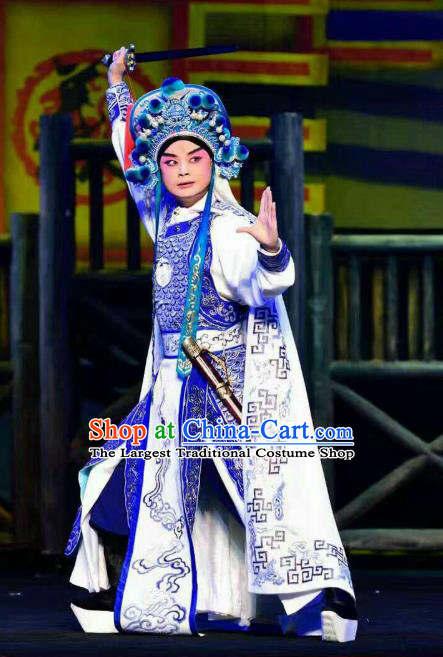 Da Meng Chang Ge Chinese Peking Opera General Xin Qiji Garment Costumes and Headwear Beijing Opera Martial Male Apparels Takefu Armor Clothing