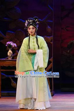 Chinese Beijing Opera Diva Apparels Costumes and Headdress Qing Si Hen Traditional Peking Opera Hua Tan Dress Actress Jiao Guiying Garment
