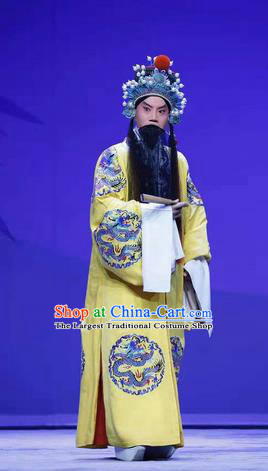 Han Ming Fei Chinese Peking Opera Emperor Yuan Garment Costumes and Headwear Beijing Opera Laosheng Apparels King Elderly Male Clothing
