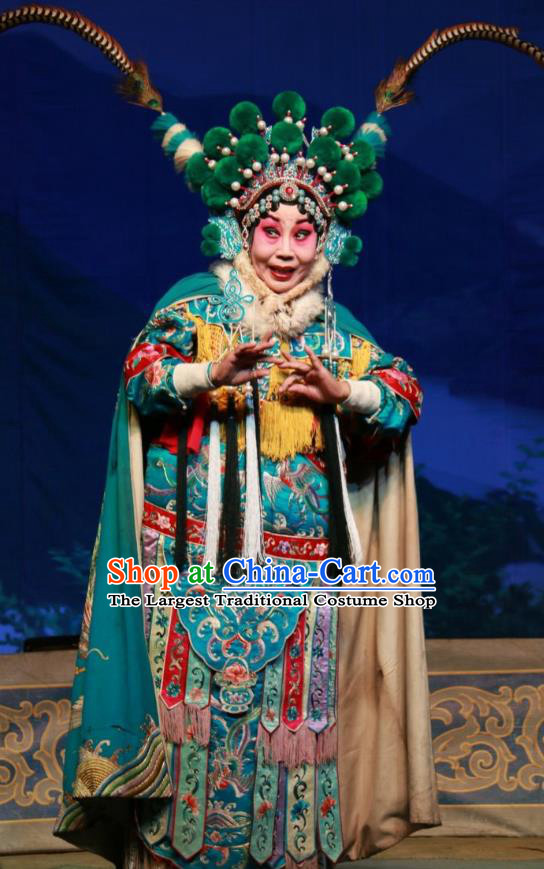 Chinese Shanxi Clapper Opera Tao Ma Tan Garment Costumes and Headdress Xue Gang Fan Tang Traditional Bangzi Opera Blues Dress Ji Luanying Apparels