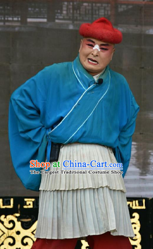 Tu Fu Zhuang Yuan Chinese Shanxi Opera Butcher Hu Shan Apparels Costumes and Headpieces Traditional Jin Opera Clown Garment Meatman Clothing