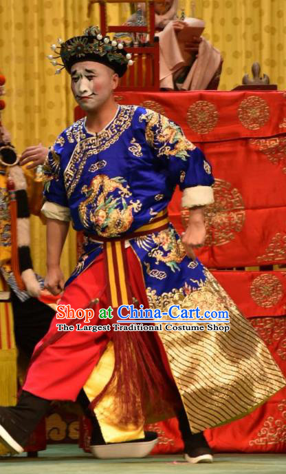 Jin Sha Tan Chinese Shanxi Opera Soldier Apparels Costumes and Headpieces Traditional Jin Opera Clown Garment Wusheng Clothing