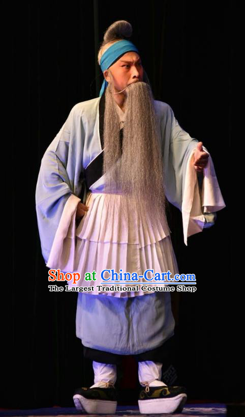 Breeze Pavilion Chinese Shanxi Opera Elderly Male Zhang Yuanxiu Apparels Costumes and Headpieces Traditional Jin Opera Laosheng Garment Clothing