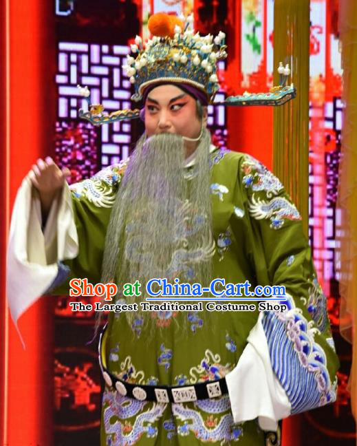 Palm Civet for Prince Chinese Shanxi Opera Elderly Male Apparels Costumes and Headpieces Traditional Jin Opera Official Garment Minister Clothing