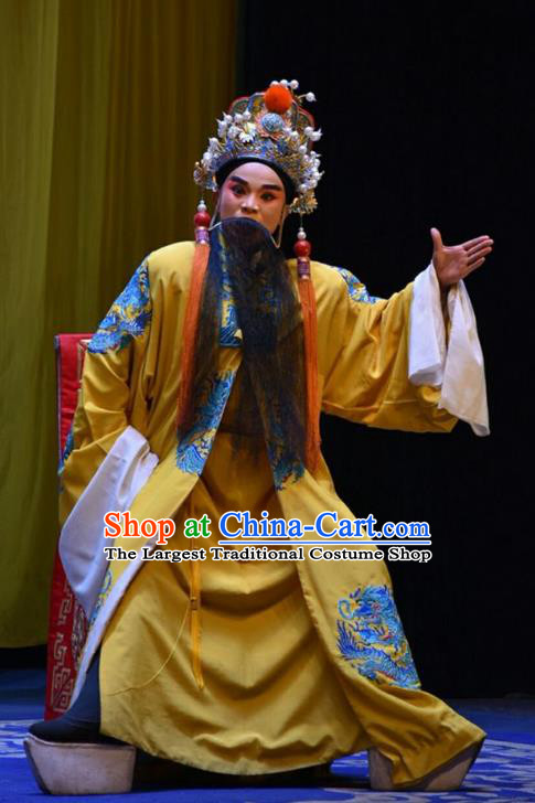 San Guan Dian Shuai Chinese Shanxi Opera Elderly Male Apparels Costumes and Headpieces Traditional Jin Opera Royal Highness Garment Lord Clothing