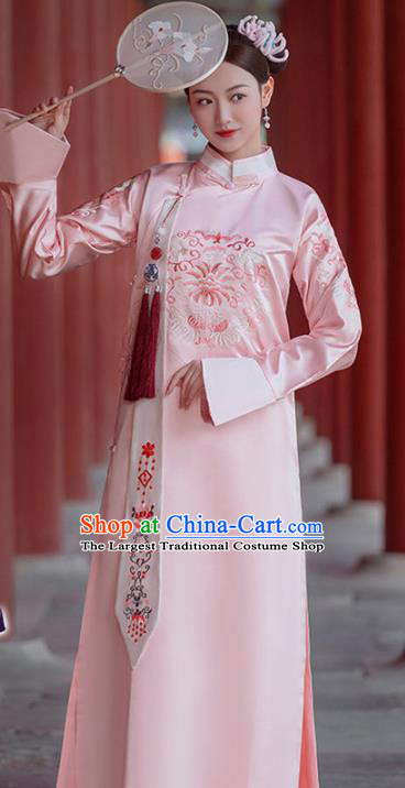 Chinese Traditional Qing Dynasty Manchu Princess Historical Costumes Ancient Imperial Consort Hanfu Dress Noble Female Apparels and Headpieces Complete Set