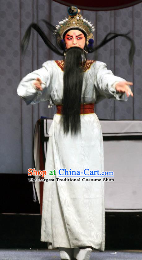 Shen Gong Qing Hun Chinese Shanxi Opera Elderly Male Apparels Costumes and Headpieces Traditional Jin Opera Taoist Priest Garment Laosheng Clothing