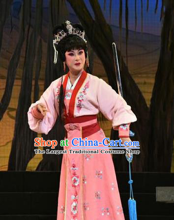 Chinese Jin Opera Actress Hua Mulan Garment Costumes and Headdress Mulan Joins the Army Traditional Shanxi Opera Female Swordsman Apparels Hua Tan Dress