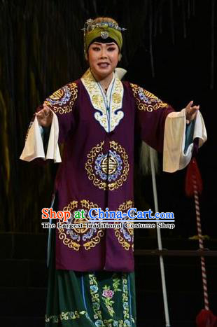 Chinese Jin Opera Elderly Female Garment Costumes and Headdress Mulan Joins the Army Traditional Shanxi Opera Dame Apparels Laodan Dress