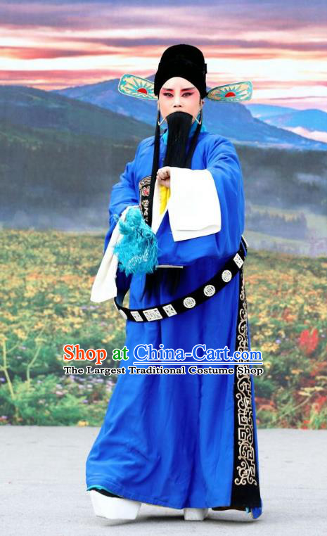 Shuang Luo Shan Chinese Shanxi Opera Minister Apparels Costumes and Headpieces Traditional Jin Opera Garment Official Clothing