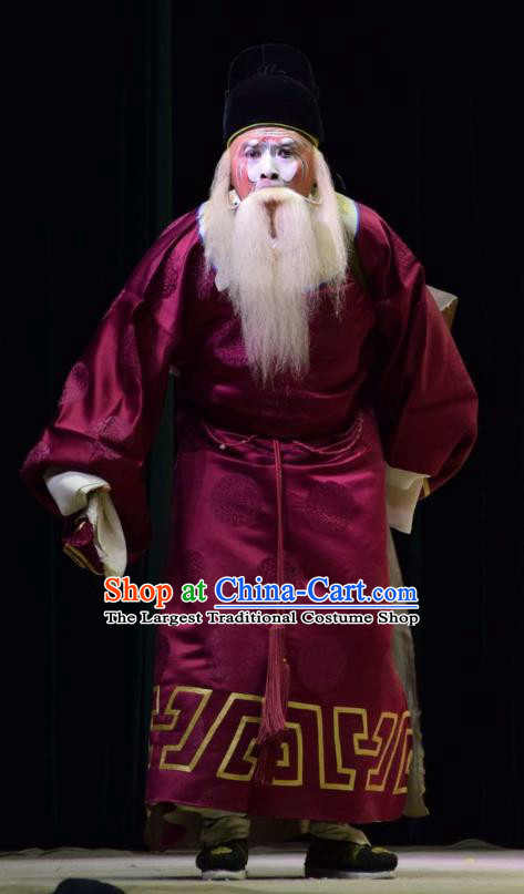 Big Feet Empress Chinese Shanxi Opera Old Official Apparels Costumes and Headpieces Traditional Jin Opera Elderly Male Garment Minister Clothing