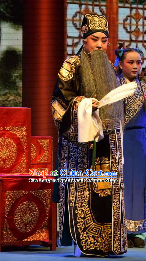 Shou Jiang Wei Chinese Shanxi Opera Laosheng Zhuge Liang Apparels Costumes and Headpieces Traditional Jin Opera Elderly Male Garment Strategist Clothing