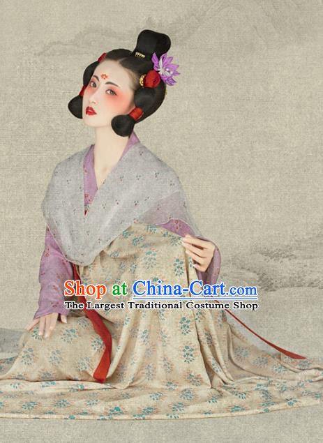 Chinese Ancient Drama Court Maid Dress Traditional Hanfu Apparels Tang Dynasty Palace Lady Historical Costumes and Headpieces for Women