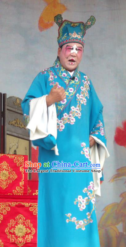 Feng Xue Pei Chinese Qu Opera Chou Role Yan Jun Apparels Costumes and Headpieces Traditional Henan Opera Clown Garment Rich Man Clothing