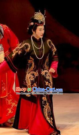 Chinese Henan Opera Young Mistress Garment Costumes and Headdress Huang Ye Hong Lou Traditional Qu Opera Rich Female Apparels Actress Wang Xifeng Dress