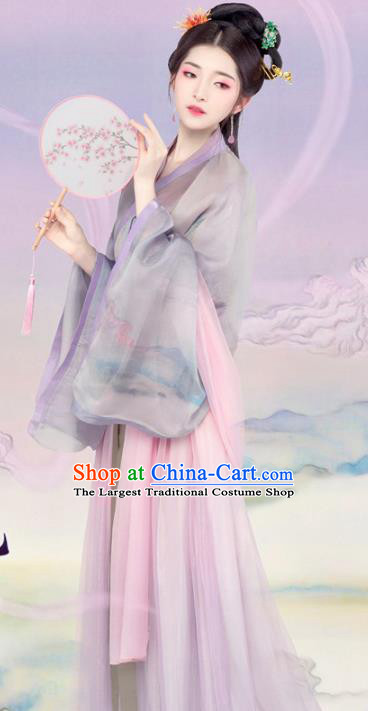 Chinese Drama Ancient Noble Lady Dress Traditional Hanfu Apparels Song Dynasty Patrician Female Historical Costumes and Headpieces Complete Set