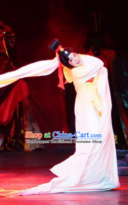 Chinese Han Opera Actress Garment Legend of Meng Jiangnv Costumes and Headdress Traditional Hubei Hanchu Opera Country Woman Apparels Hua Tan Dress