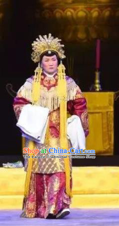 Chinese Cantonese Opera Elderly Female Garment Southern Tang Emperor Costumes and Headdress Traditional Guangdong Opera Laodan Apparels Empress Dowager Dress