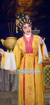 Chinese Cantonese Opera Diva Garment Legend of Lun Wenxu Costumes and Headdress Traditional Guangdong Opera Hua Tan Apparels Young Beauty Dress