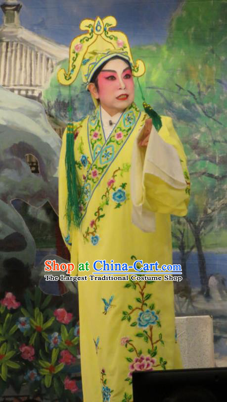 Hua Tian Ba Xi Chinese Guangdong Opera Young Man Apparels Costumes and Headpieces Traditional Cantonese Opera Scholar Garment Xiaosheng Bian Ji Clothing