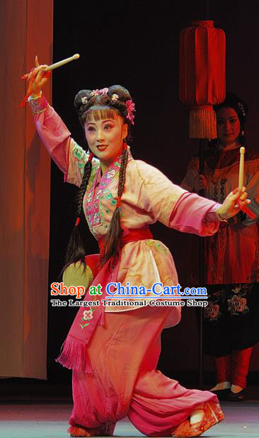 Chinese Sichuan Opera Highlights Maid Lady Garment Costumes and Headdress Wo Hu Ling Traditional Peking Opera Servant Girl Dress Xiaodan Apparels