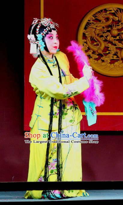 Chinese Sichuan Opera Highlights Actress Garment Costumes and Headdress Shoot Eagle Traditional Peking Opera Hua Tan Dress Young Female Yellow Apparels