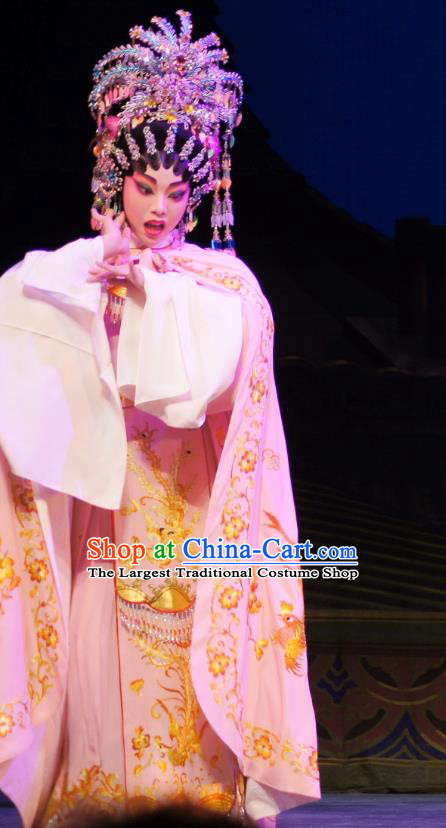 Chinese Cantonese Opera Hua Tan Garment Emperor and the Village Girl Costumes and Headdress Traditional Guangdong Opera Actress Apparels Diva Jia Yunv Dress