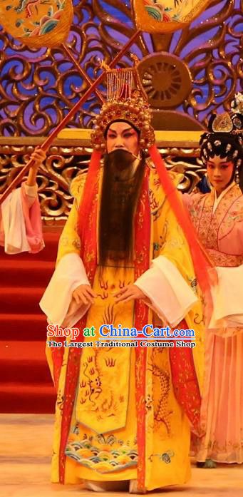 Yu Huang Deng Dian Chinese Guangdong Opera Elderly Male Apparels Costumes and Headwear Traditional Cantonese Opera Lord Garment Jade Emperor Clothing