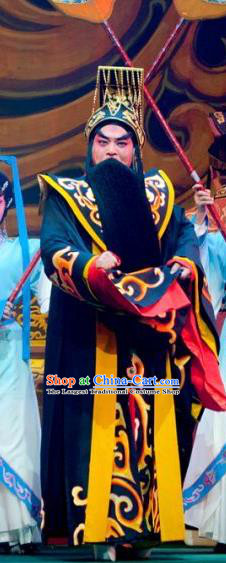 King of Qin Meng Jiang Chinese Guangdong Opera First Emperor Apparels Costumes and Headwear Traditional Cantonese Opera Laosheng Garment Monarch Ying Zheng Clothing