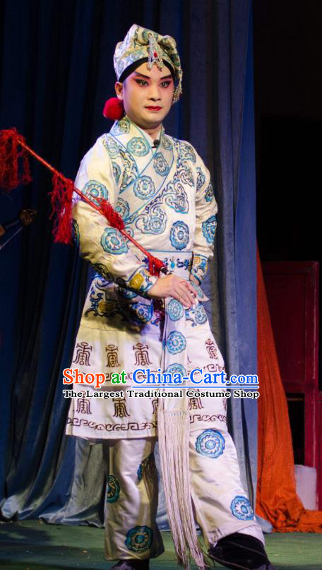 Chinese Guangdong Opera Takefu Apparels Costumes and Headwear Traditional Cantonese Opera Wusheng Garment Swordsman Clothing