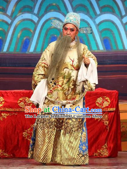 Feng Guan Meng Chinese Guangdong Opera Official Li Yuanshun Apparels Costumes and Headwear Traditional Cantonese Opera Laosheng Garment Elderly Male Clothing