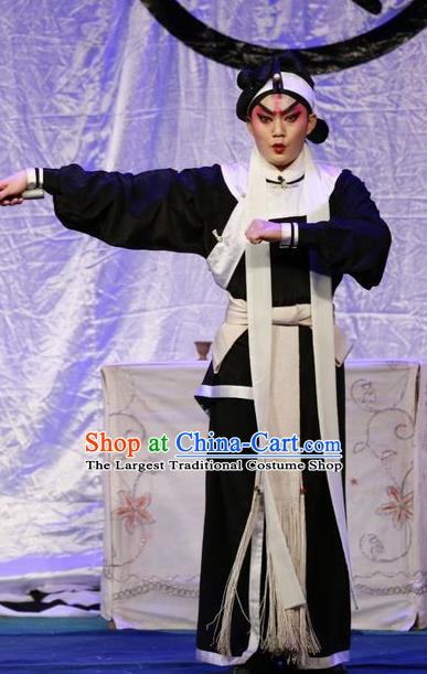 Qing Hua Pan Jinlian Chinese Guangdong Opera Hero Wu Song Apparels Costumes and Headwear Traditional Cantonese Opera Martial Male Garment Wusheng Clothing