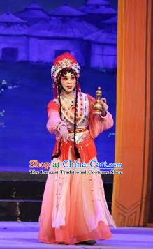 Chinese Cantonese Opera Princess Garment Shuang Qiang Lu Wenlong Costumes and Headdress Traditional Guangdong Opera Hua Tan Apparels Young Beauty Dress